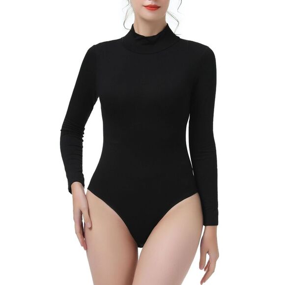 Women's Turtleneck Long Sleeve Bodysuit Top - Picture 1 of 1